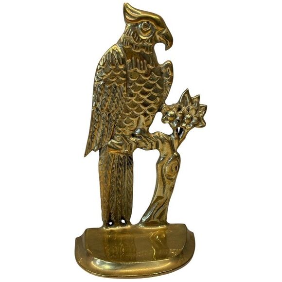 Vtg Andrea by Sadek Brass Parrot Bird Bookends 1980s Mid Century Pair - Picture 3 of 16